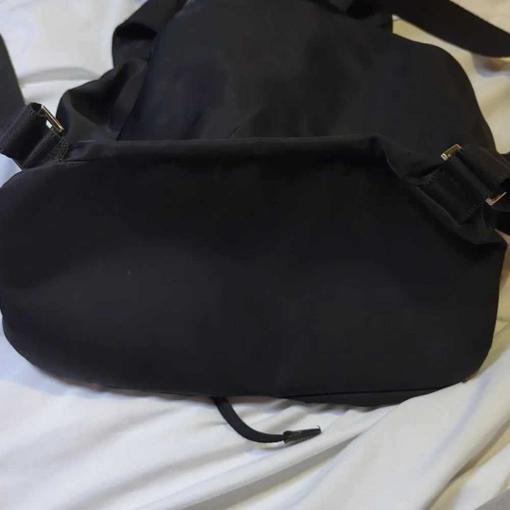 Prada Tessuto Black Nylon Backpack Double Pocket Drawstring Buckle Designer - Picture 11 of 11